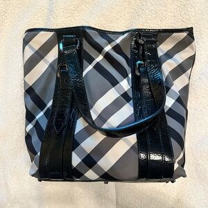 Burberry black and white tote bag